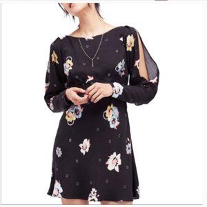 Free People washed black floral print mini dress
